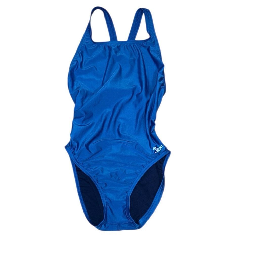 Speedo Women’s Blue Athletic One-Piece Swimsuit, 12